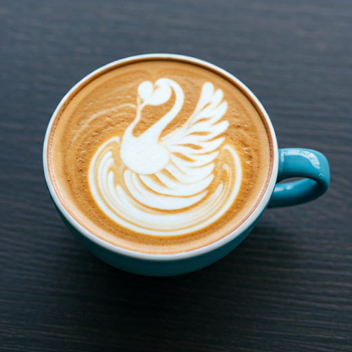 Beautiful latte art with swan pattern